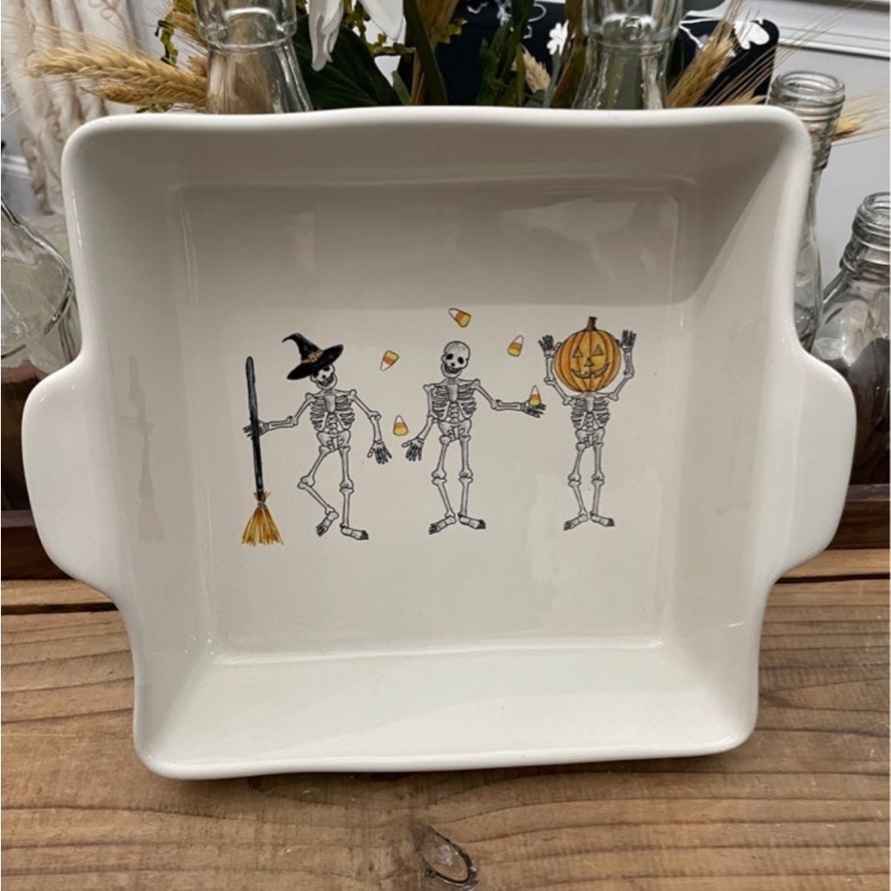 Rae Dunn “HALLOWEEN” WHITE CERAMIC SQUARE BAKER CASSEROLE DISH